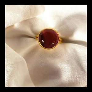 Natural Carnelian Stone Goldtone Ring